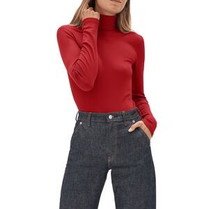 Everlane Crimson Microrib Turtleneck in Crimson (small)